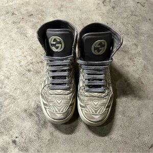 Gucci Gray Monogram y2k High-Top Sneakers with GG Logo